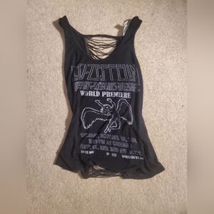 Streetwear Society Black Led Zeppelin Graphic Fringe-Back Tank